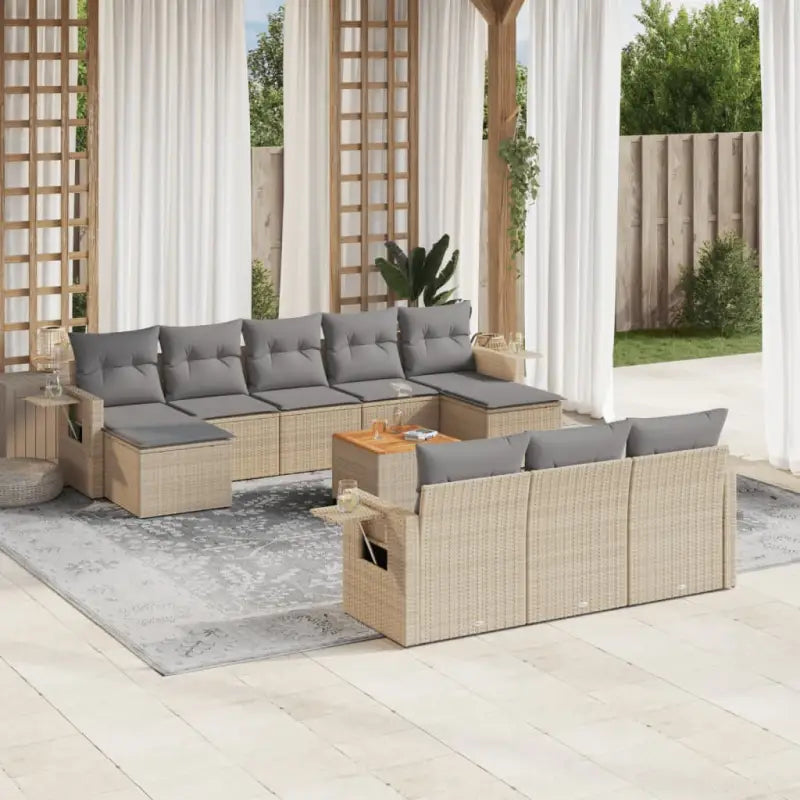 Lounge tuinset van zwart materiaal met waterdichte tas en gepoedercoat staal - Gemengd beige - Tuinsets