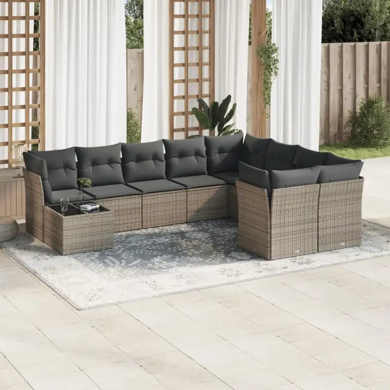 Lounge Tuinset van Zwart Materiaal met Waterdichte Tas en Gepoedercoat Staal - Grijs - Tuinsets