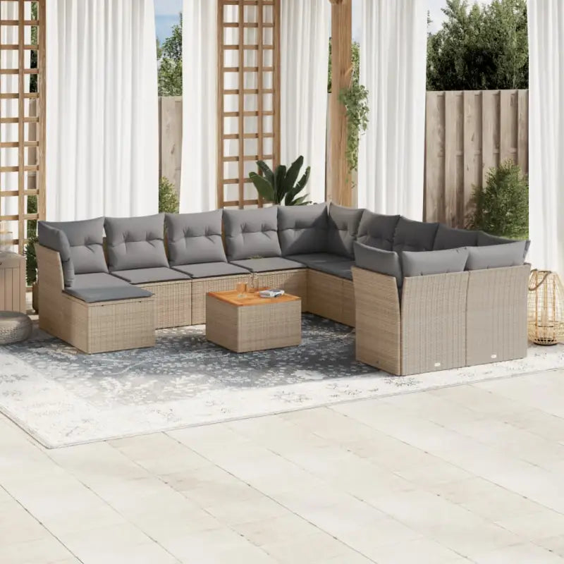 Lounge Tuinset Zwart met Waterdichte Tas en Gepoedercoat Staal - beige mix en lichtgrijs - Tuinsets