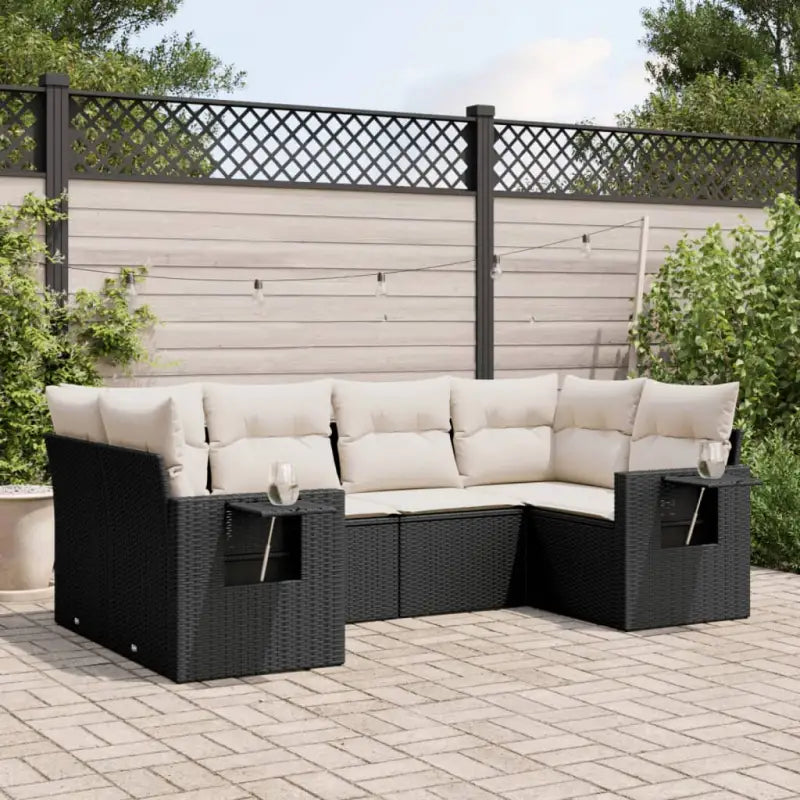 Lounge tuinsets in beige met gepoedercoat staal en afmetingen - Zwart en crème - Tuinsets