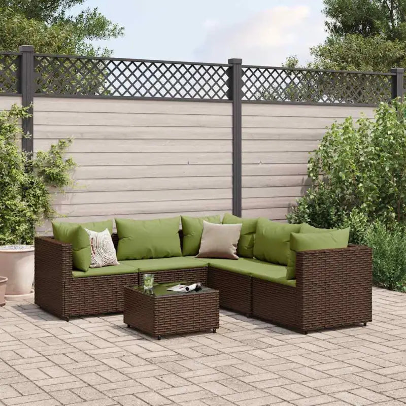 Lounge tuinsets met poly rattan en gepoedercoat staal hemelterwijl de afmetingen rugkussen comfortabel maken - Bruin