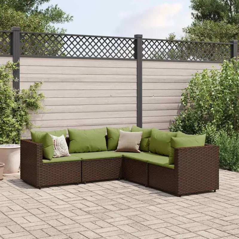 Lounge tuinsets met poly rattan en gepoedercoat staal hemelterwijl de afmetingen rugkussen comfortabel maken - Bruin