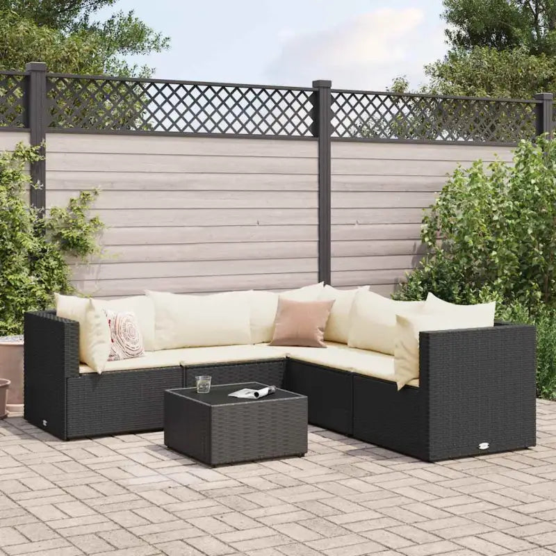 Lounge tuinsets met poly rattan en gepoedercoat staal hemelterwijl de afmetingen rugkussen comfortabel maken - Zwart