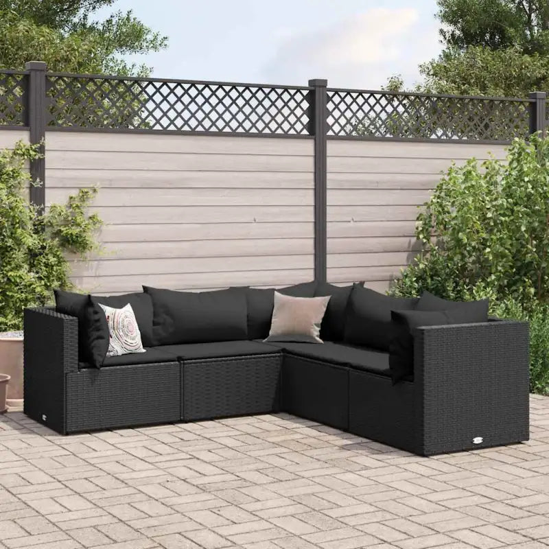 Lounge tuinsets met poly rattan en gepoedercoat staal hemelterwijl de afmetingen rugkussen comfortabel maken - Zwart