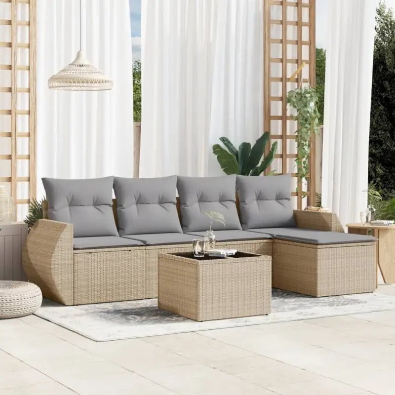 Lounge tuinsets van zwart materiaal en gepoedercoat staal met ideale afmetingen - beige en lichtgrijs / Met tafel