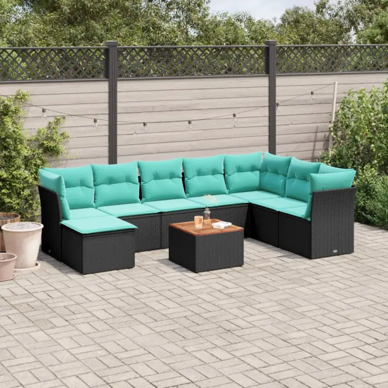Lounge tuinsets van zwart materiaal met gepoedercoat staal afmetingen - Zwart en blauw - Tuinsets