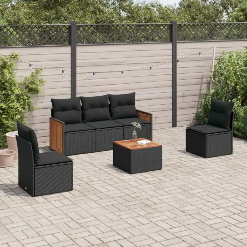 Lounge tuinsets van zwart materiaal met gepoedercoat staal en poly rattan - Zwart / Met tafel - Tuinsets