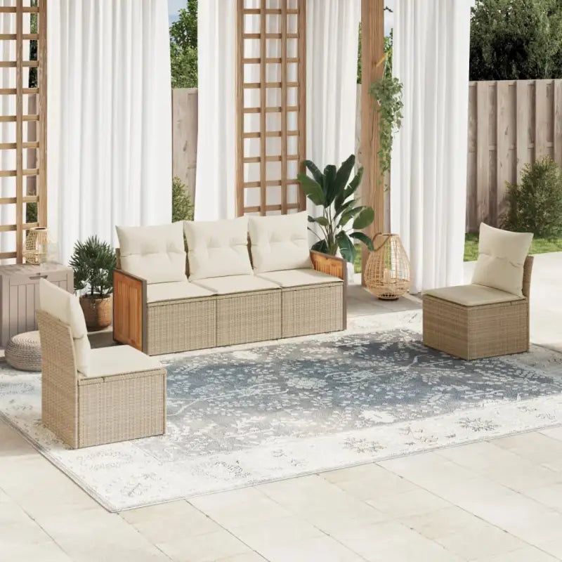 Lounge tuinsets van zwart materiaal met gepoedercoat staal en poly rattan - beige en crèmekleurig / Zonder tafel