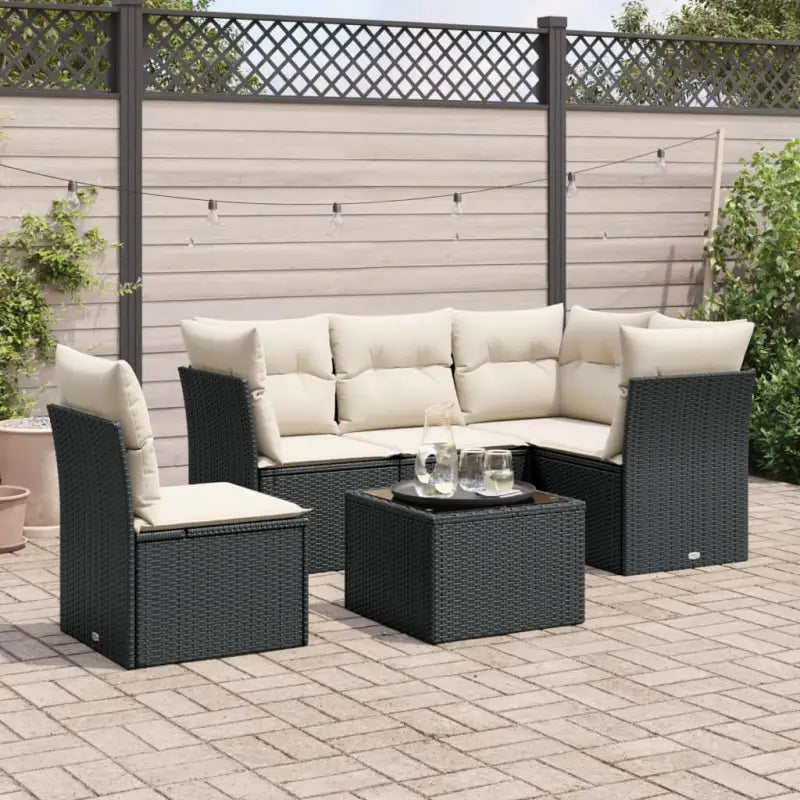 Lounge tuinstoel in beige materiaal met gepoedercoat staal afmetingen - Zwart en crème / Met tafel - Tuinsets