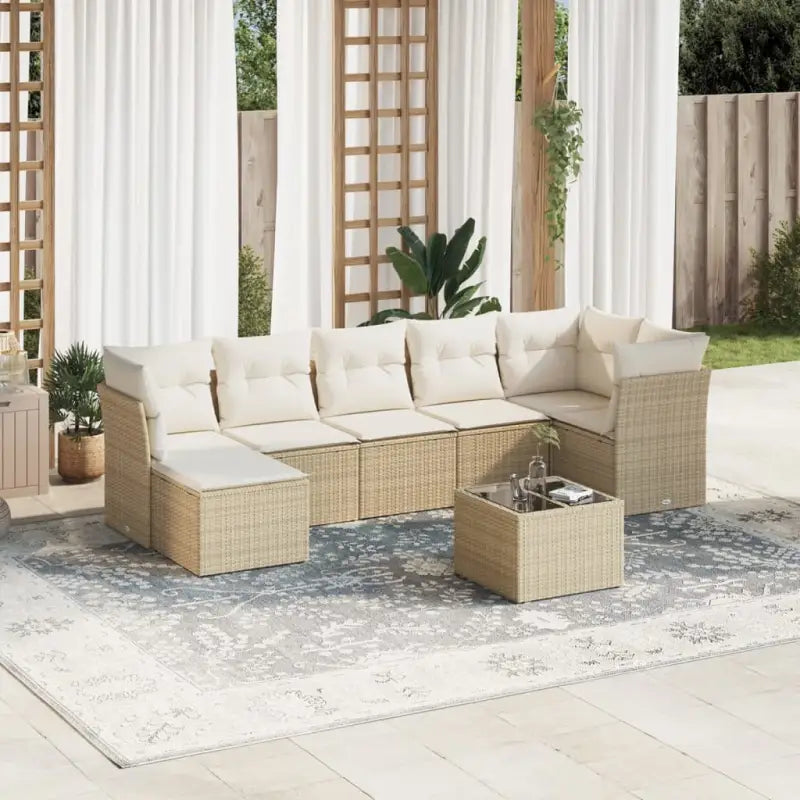 Lounge tuinstoel set met beige materiaal en gepoedercoat staal - beige en crèmekleurig / Met tafel - Tuinsets
