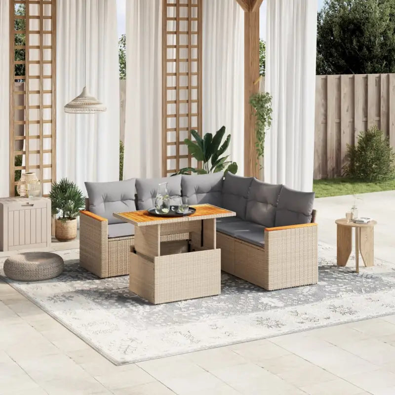 Lounge tuinstoel set van zwart materiaal en gepoedercoat staal - Beige en grijs - Tuinsets