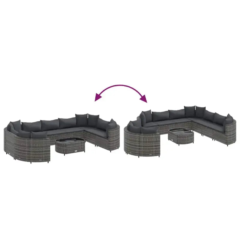 Lounge tuinstoelen set met grijs materiaal en gepoedercoat staal - Tuinsets