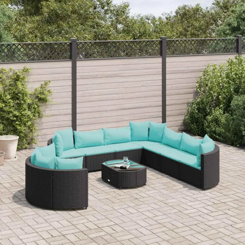 Lounge tuinstoelen set met grijs materiaal en gepoedercoat staal - Zwart en blauw - Tuinsets