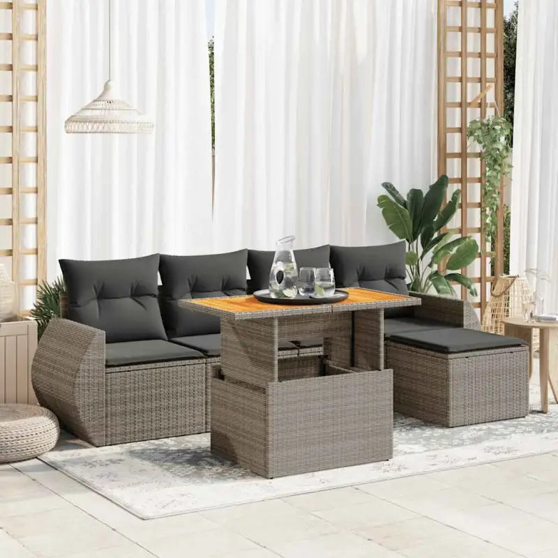 Lounge tuinstoelset in beige materiaal met gepoedercoat staal afmetingen - Grijs / met opbergruimte - Tuinsets