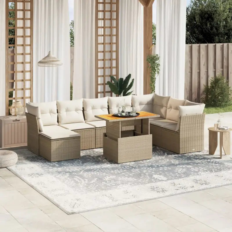 Lounge tuinstoelset van beige materiaal en gepoedercoat staal - beige en crèmekleurig / zonder opbergruimte - Tuinsets