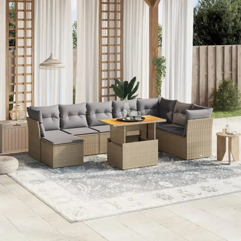 Lounge tuinstoelset van beige materiaal en gepoedercoat staal - Beige en grijs / zonder opbergruimte - Tuinsets