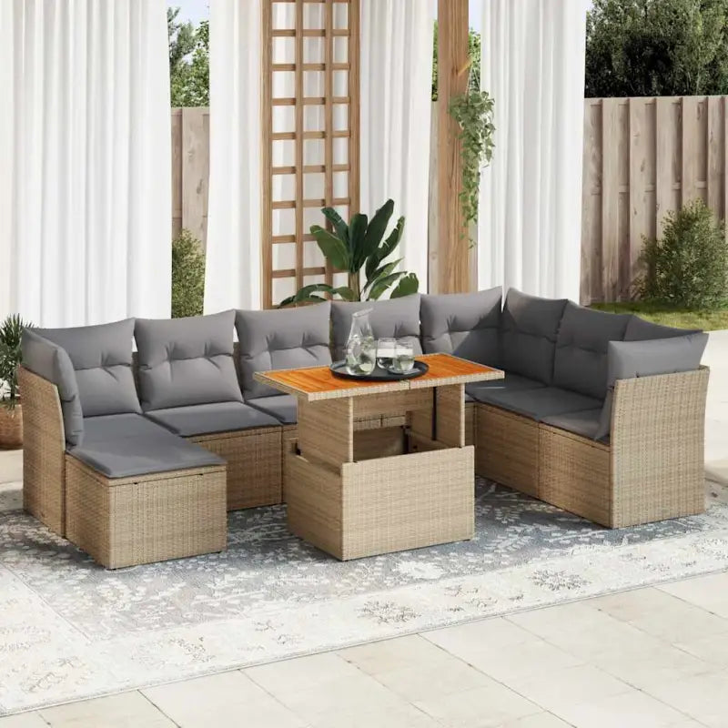 Lounge tuinstoelset van beige materiaal en gepoedercoat staal - Beige en grijs / met opbergruimte - Tuinsets