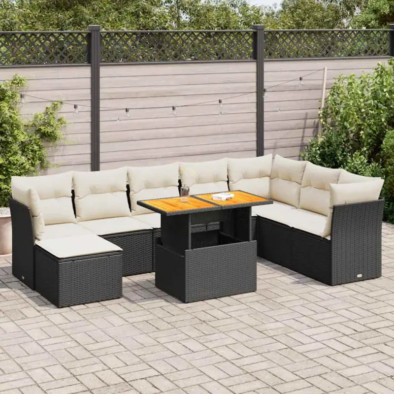 Lounge tuinstoelset van beige materiaal en gepoedercoat staal - Zwart en crème / met opbergruimte - Tuinsets
