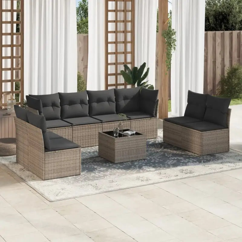 Lounge tuinstoelset van poly rattan met comfortabele zitervaring - Grijs / Met tafel - Tuinsets