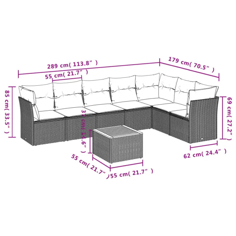 Lounge tuintafel set met poly rattan en gepoedercoat staal afmetingen - Tuinsets