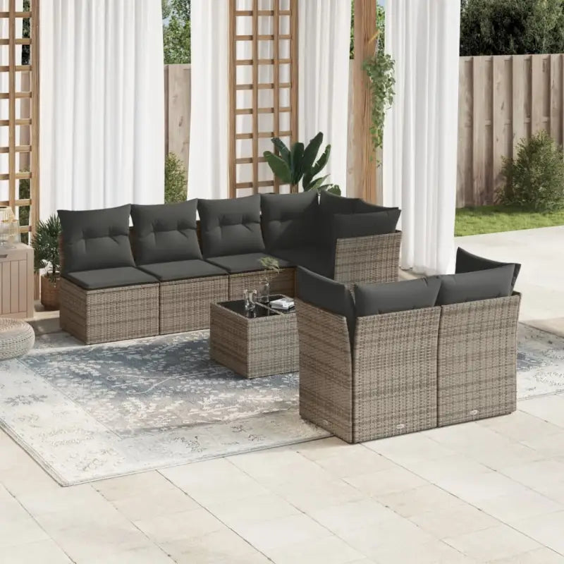 Lounge tuintafel set met waterdichte tas en zwart materiaal - Grijs / 3x midden + 4x hoek + Tafel - Tuinsets