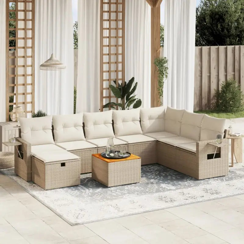 Lounge tuintafelset in beige materiaal en gepoedercoat staal - beige en crèmekleurig / zonder opbergruimte - Tuinsets