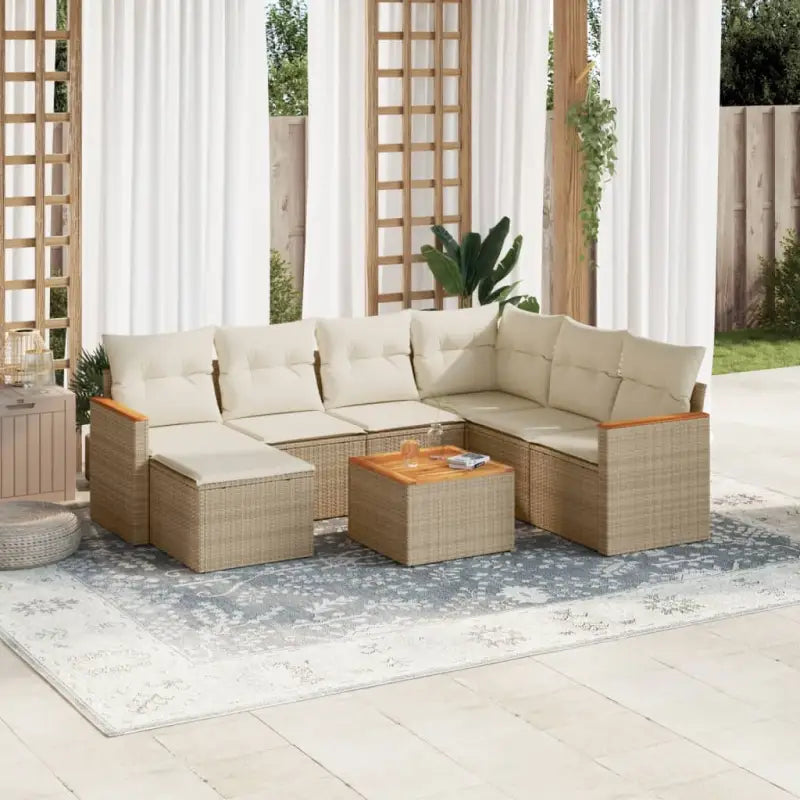 Lounge tuintafelset met beige materiaal en gepoedercoat staal afmetingen - Tuinsets