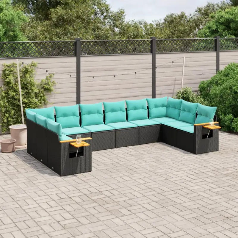 Lounge tuintafelset met grijs materiaal en gepoedercoat staal - Zwart / Zonder tafel - Tuinsets