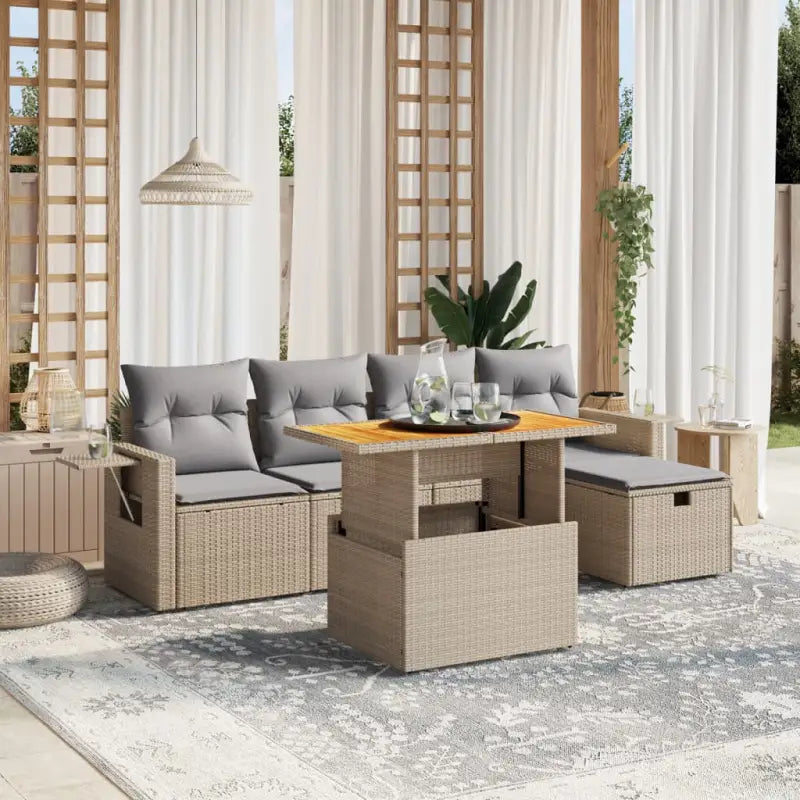 Loungebank in beige materiaal en gepoedercoat staal voor tuin en terras - Tuinsets