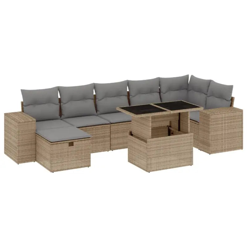 Loungebank in beige materiaal met gepoedercoat staal afmetingen - Tuinsets