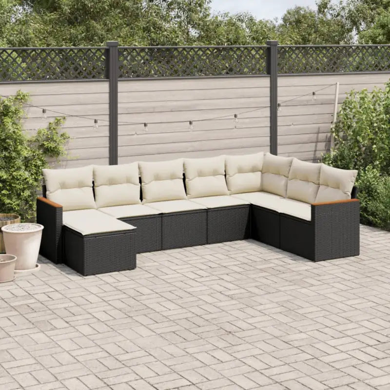 Loungebank in beige materiaal met gepoedercoat staal en waterdichte tas - Zwart en crème / Zonder tafel - Tuinsets