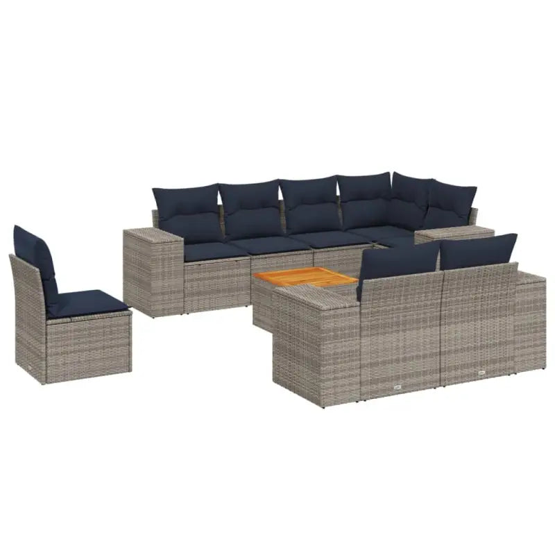Loungebank in Grijs Materiaal met Waterdichte Tas en Gepoedercoat Staal - grijs en marineblauw / 3x middle + corner