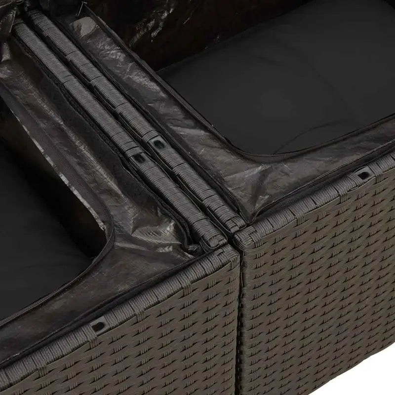 Loungebank in zwart materiaal met waterdichte tas en gepoedercoat staal - Tuinsets