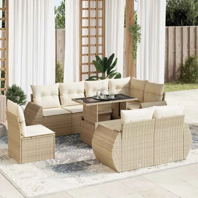 Loungebank met beige materiaal en gepoedercoat staal afmetingen - beige en crèmekleurig / met opbergruimte - Tuinsets