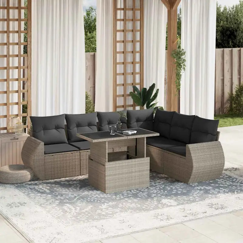 Loungebank met beige materiaal en gepoedercoat staal voor tuin en terras - Lichtgrijs / zonder opbergruimte - Tuinsets