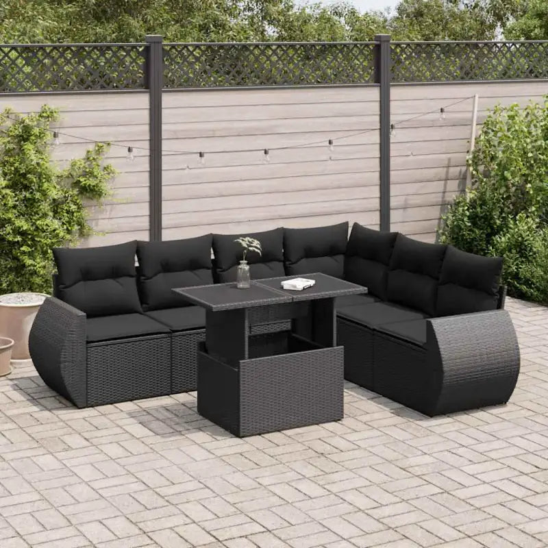 Loungebank met beige materiaal en gepoedercoat staal voor tuin en terras - Zwart / met opbergruimte - Tuinsets
