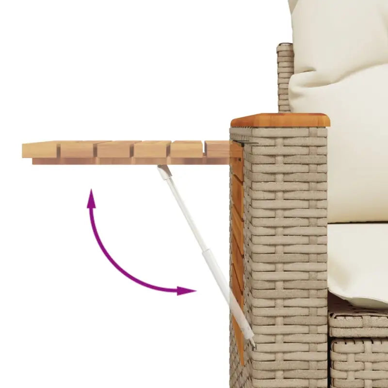 Loungebank met beige materiaal en poly rattan voor buitenplezier - Tuinsets