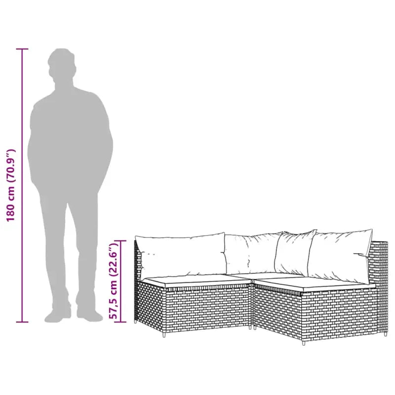 Loungebank met poly rattan en afmetingen kussen voor tuinplezier - Loungebanken