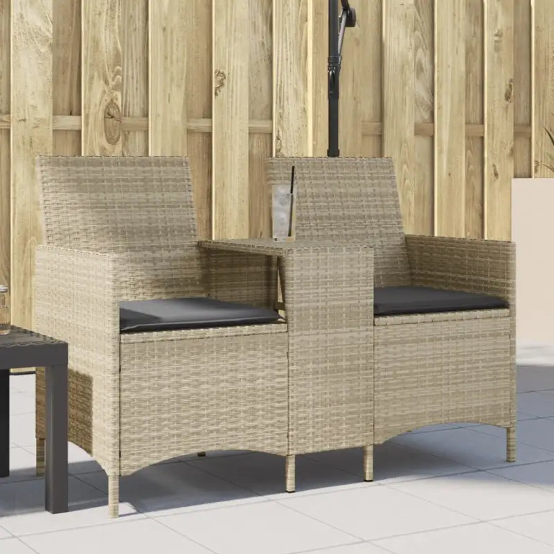 Loungebank met poly rattan en wasbare hoes voor buitenruimte - Lichtgrijs / 1 / Zonder voetenbank - Loungebanken