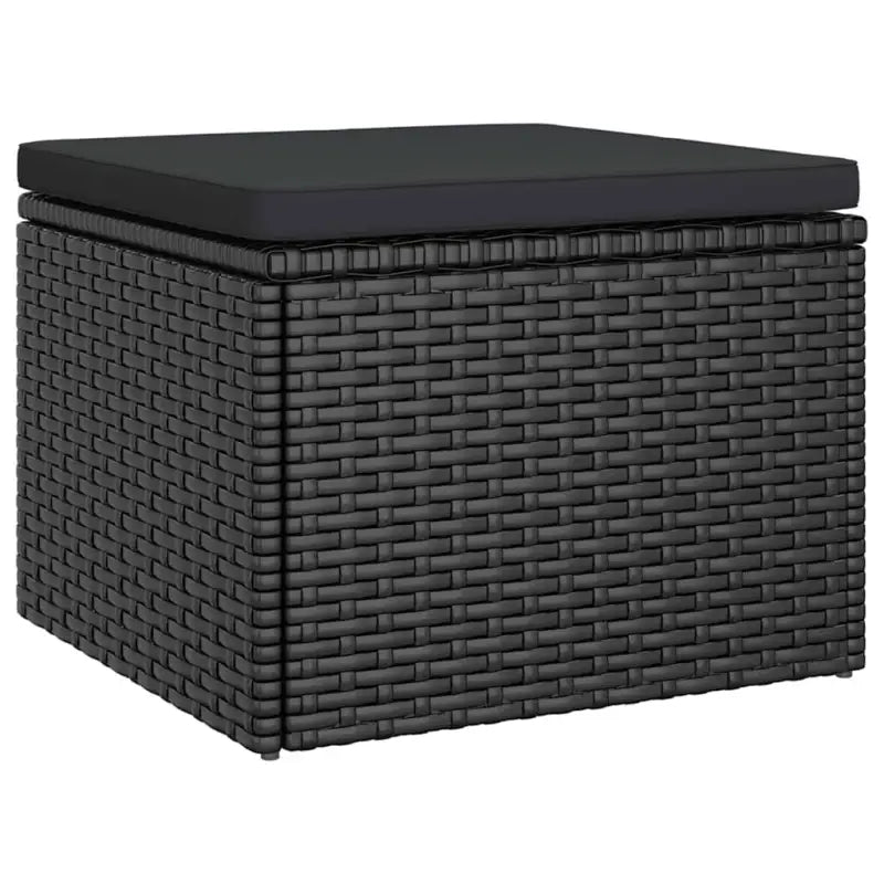 Loungebank met voetenbank van poly rattan en gepoedercoat staal zwart materiaal - Loungebanken