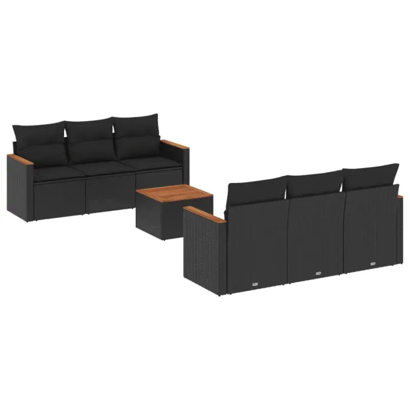 Loungebank met zwart materiaal en poly rattan voor tuin of terras - Tuinsets