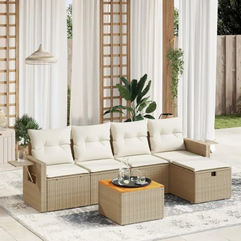 Loungebank set voor tuin met grijs materiaal en gepoedercoat staal - beige en crèmekleurig / zonder opbergruimte