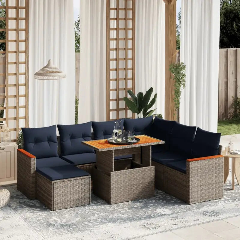 Loungebank set voor tuin met zwart materiaal en gepoedercoat staal - Grijs - Tuinsets