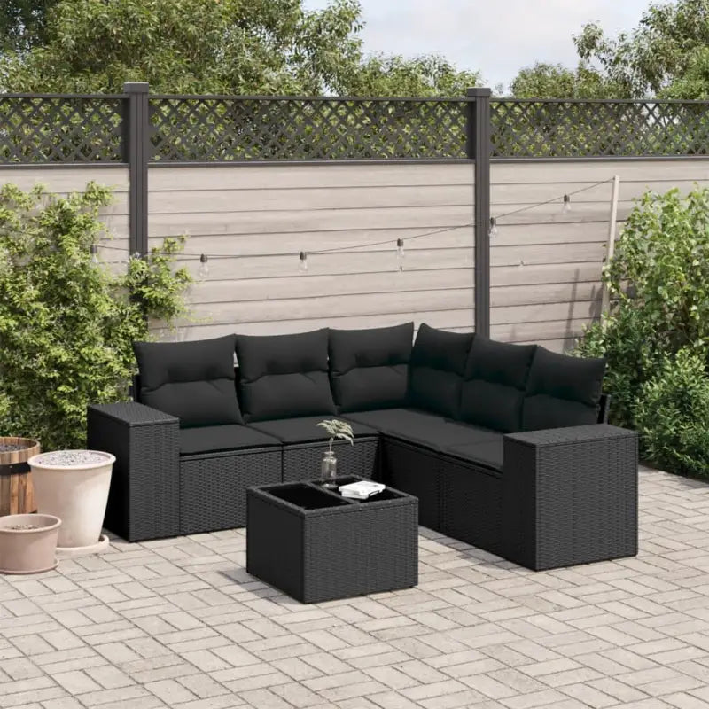 Loungebank tuinset met beige materiaal en gepoedercoat staal afmetingen - Zwart / Met tafel - Tuinsets