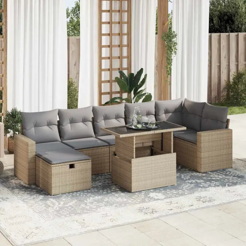 Loungebank tuinset van gepoedercoat staal met waterdichte tas - Beige en grijs / met opbergruimte - Tuinsets