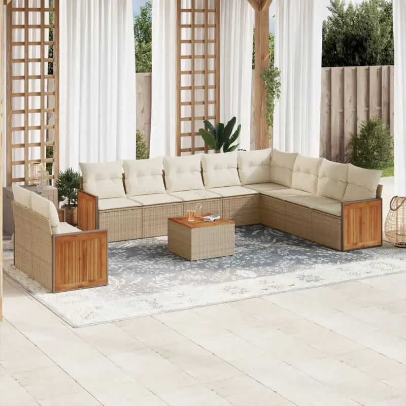 Loungebank van beige materiaal en gepoedercoat staal voor buiten - Tuinsets