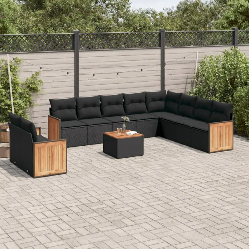 Loungebank van beige materiaal en gepoedercoat staal voor buiten - Zwart / Met tafel - Tuinsets