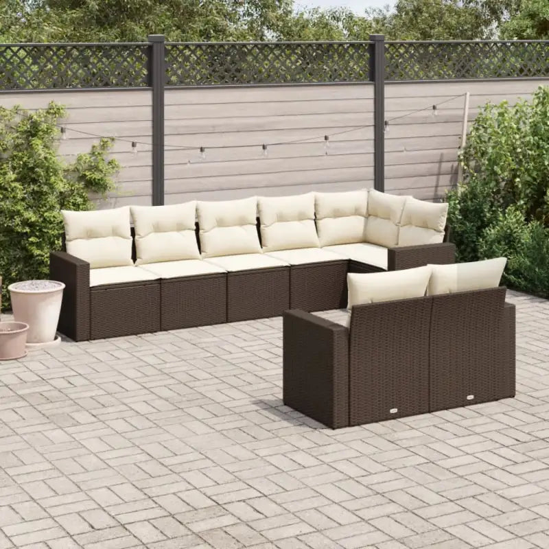 Loungebank van beige materiaal en gepoedercoat staal voor tuin of terras - Bruin en crème / Zonder tafel - Tuinsets