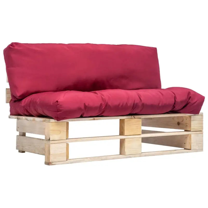 Loungebank van geïmpregneerd grenenhout met een tijdloos pallet ontwerp - Naturel en rood / 1 - Loungebanken