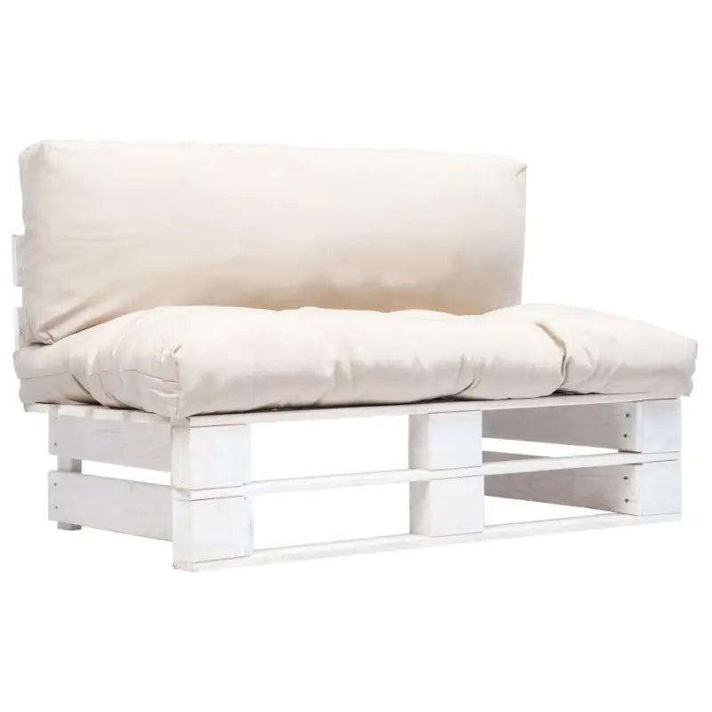 Loungebank van geïmpregneerd grenenhout met een tijdloos pallet ontwerp - Wit en zandkleurig / 1 - Loungebanken